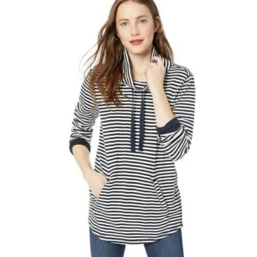J. Crew Striped Thermal Funnel‎ Neck Top